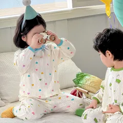 ルームウェア パジャマ 上下セット 綿 部屋着 寝間着 女の子 男の子 ガールズ 小学生 長袖 子供服 トップス パンツ キッズ カジュアル 快適 肌触りがいい 春 夏 秋manhan04