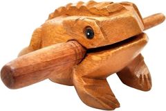 yuJ Guiro Musical Instrument, Frog Percussion Instrument, Mini, Wooden, with Sticks