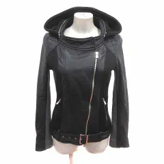 ダブルスタンダードクロージング ダブスタ DOUBLE STANDARD CLOTHING ライダースジャケット レザー 羊革 ジップアップ 総裏地 F 黒 ブラック 2538043 A  /YK ■GY27のサムネイル