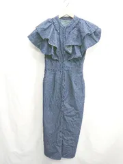 ◇ ⊂ &.NOSTALGIA ノスタルジア フリル装飾 ロング ワンピース サイズM ネイビー レディース E  【1412090050176】