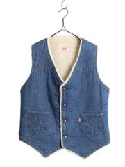 【お得なクーポン配布中!】 70s USA製 リーバイス 裏 ボア デニム ベスト メンズ M 古着 70年代 ヴィンテージ LEVIS 重ね着 前開き パイル オレンジタブ ポケット付き