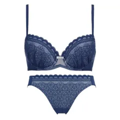 [アモスタイル] デイジーシャワー 夢みるブラ ライト ブラ＆ショーツセット レディース ブルー C70 / M