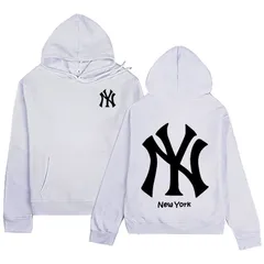 野球 NYヤンキースフーディー メンズ ゆったり 大サイズ パーカースウェット ストリートファッション ホワイト