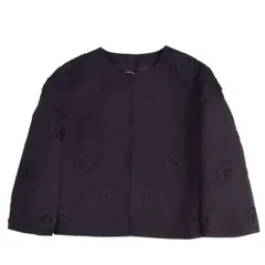 美品 ヴァレンティノ VALENTINO ジャケット ノーカラー クロップド 花柄 ウール シルク アウター レディース 46(XL相当) ブラックのサムネイル