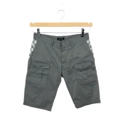 BURBERRY BLACK LABEL バーバリーブラックレーベル ハーフパンツ サイズ:73 ホースロゴ刺繍/ノバチェック切り替え    グレー メンズ / 241005006811