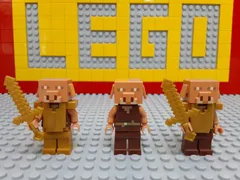 ☆マインクラフト☆ レゴ　ミニフィグ　ピグリン　3体セット　フル装備など　人形　敵　豚　ブタ　マイクラ