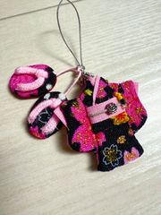 【8】和柄ミニ着物と草履のストラップ＊桜模様／和風小物／ハンドメイド