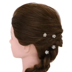 髪飾り Ｕピン 可愛い かんざし 簪 キラキラ パール ラインストーン 花 4点セット 黒留め 訪問着 フォーマル 着物 和装 振袖 成人式 結婚式 卒業式 入園式 卒園式 謝恩会 七五三パーティー W15 253-358 p967　Si