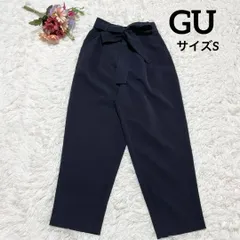 S 美品✨ GU ジーユー カジュアルパンツ テーパードパンツ ウエストリボン 後ろゴムシャーリング 美脚 ウエストリボン有or無で使える2wayで着こなせる サイズS ブラック S629 0421