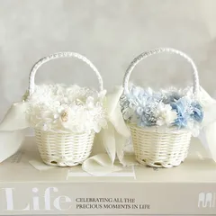 2人で運べる　2個セット　リングガール　リングピロー　結婚式　ウェディング　~blue&white~