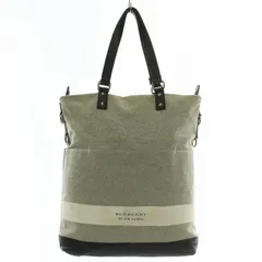 バーバリーブラックレーベル BURBERRY BLACK LABEL トートバッグ ショルダー 2WAY キャンバス レザー ロゴ グレー 黒 ブラック /XZ ■GY17のサムネイル