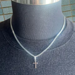 ステンレス クロスチャーム付き 喜平チェーンネックレス 2.8mm幅 ４５センチ シルバー メンズ アクセサリー