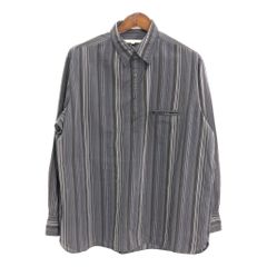 PERRY ELLIS ペリー エリス ハーフボタン 長袖シャツ ストライプ グレー (メンズ XL) 中古 古着 R3725