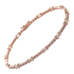 ブレスレット メンズ 18金 K18PG バゲットカット ダイヤモンド 3.5カラット ピンクゴールド テニスブレスレット ジェンダーレスジュエリー ジュエリー ユニセックス 日本製 刻印入り 鑑別書付き