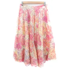 スピック&スパン Spick&Span フレアスカート ロング丈 花柄 38 M マルチカラー ピンク /HO9