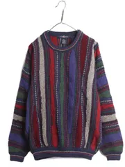 【お得なクーポン配布中!】 90s COTTON TRADERS 3D 立体編み ニット セーター メンズ XL / 90年代 オールド コットン ウール クルーネック マルチカラー 大きいサイズ