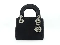 美品 クリスチャン・ディオール レディディオール ミニ サテン/ビーズ ブラック CHRISTIAN DIOR レディディオール ミニ M0500PRTC サテン/ビーズ