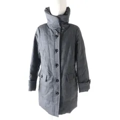 極美品★正規品 BURBERRY LONDON バーバリーロンドン ロゴボタン付 裏地チェック柄 ZIP UP ウールダウンコート レディース グレー 灰色 44　h04-st30227-691のサムネイル