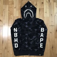 BAPE × NEIGHBORHOOD シャーク パーカー Mサイズ shark full zip hoodie ネイバーフッド エイプ ベイプ a bathing ape NBHD 迷彩