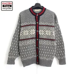 80s USA製 vintage L.L.Bean ノルディック柄 ニットカーディガン レディース 表記Lサイズ