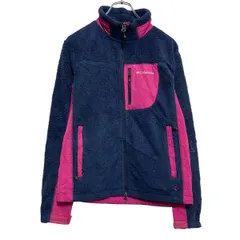 Columbia フリース ジャケット コロンビア レディース M ネイビー ピンク フルジップ アウトドア 古着卸 アメリカ仕入 a610-6256