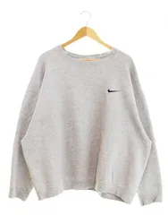 ナイキ NIKE 90s 90's USA製 アメリカ製 銀タグ ワンポイント スウォッシュ スウェット 刺繍 ロゴ スウェット グレー LLサイズ 103MT-2296