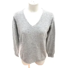アイシービー iCB ニット カットソー Vネック 長袖 ウール カシミヤ混 S グレー /RT