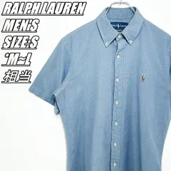 【US古着･90’s~】RALPH LAUREN　ラルフローレン　CUSTOM FIT　半袖シャンブレーシャツ　メンズ　サイズ表記S　M~L相当　ネイビー系