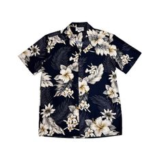 中古 パシフィックレジェンド アロハシャツ クリーニング済み オープンカラー ネイビー ハイビスカス メンズ Sサイズ