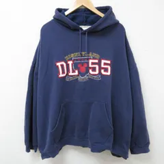 XL/古着 長袖 スウェット パーカー メンズ 00s ディズニー DISNEY ミッキー MICKEY MOUSE 刺繍 大きいサイズ 紺 ネイビー spe 25feb26 中古