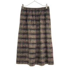 クリスチャンディオール 90s チェック ロング丈 タック スカート M カーキ系 Christian Dior オールド ヴィンテージ レディース