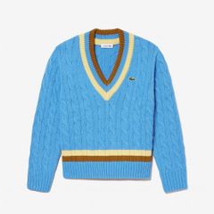 ラコステ LACOSTE レスポンシブウールブレンドチルデンニットセータ テニス ストリート オシャレ レディース WOMEN RESPONSIVE WOOL BLEND TILDEN KNIT SWEATER AF9186L-060 BLUE