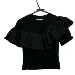 HR＠出品一覧美品✨アディアム  カットソー フリル ブラック リンターベリーTシャツ XS