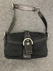 【美品】コーチ　ショルダーバッグ　ソーホー　シグネチャー　メッシュ　黒