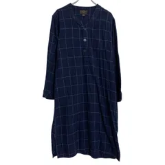 BLACK BROWN チェック ガウンコート M ネイビー ハーフボタン 部屋着 ポケット付き 古着卸 アメリカ仕入 a612-7778