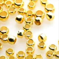P-165 つぶし玉 2mm×1.5mm【ゴールド】100個入 カシメ玉 かしめ玉 潰し玉 ビーズ 紐留め 留め具 ボールチップ カシメ ハンドメイド アクセサリー パーツ サンキャッチャー 素材 材料