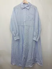 ◇ Θ callautia カラウティア ドローストリング 長袖 ロング丈 シャツ ワンピース サイズXL ブルー レディース E  【1507010002882】