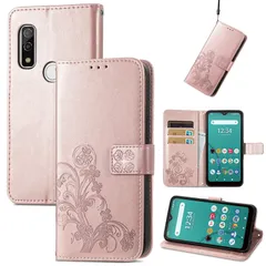 【特価商品】we F-51B に適用するArrows ケース 手帳型 ノートブック型携帯電話保護カバー多機能携帯電話ホルスター財布携帯電話ホルダーバンプパターンテクスチャ耐久性摩擦耐性携帯電話ケース男性と女性に適した多色オプション (四つ葉のクローバーローズゴ