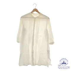 【訳アリ】UNIQLO ユニクロ ワンピースひざ丈 ノーカラー センターライン ボタン 長袖 レディース 大きいサイズ ホワイト L 901-12362 送料無料 古着