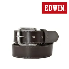 EDWIN レザーベルト 《02ダークブラウン》新品 未使用 エドゥイン 牛革 床革 ステッチ カジュアル アメカジ メンズ【G1W】ファッション メンズ