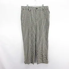 カッパ kappa ×GU パンツ ボトムス ストレート 千鳥格子 サイドスリット アンクル ロゴ 刺繍 ストレッチ XL ブラック×ホワイト ※EKM