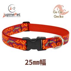 ゴーゴーゲッコー柄Go Go Gecko　ワンタッチ首輪　25mm幅　大型犬向け　アメリカ製　アメリカ直輸入　LUPINE ルパイン　軽量　丈夫Flower