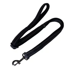 masamilk ダブルリング首輪 大型犬 中型犬 外れにくい 柔らかいパッド ダブルロック 丈夫 ナイロン製 首輪 (リード, ブラック) [ブラック] [リード]