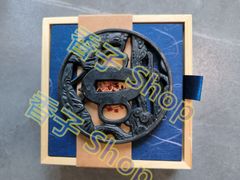 鍔 刀 刀道具 刀剣 アンティーク 骨董 骨董逸品【三つ扇透鍔 鉄地】 日本刀 刀装具 鍔 鐔 武具 江戸 骨董 古