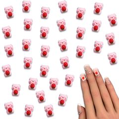 ネイルパーツ イチゴ ぶた 12ｍｍ ピンク 混色 50個 ぷっくり 動物 果物 顔 アニマル フルーツ 貼り付け レジン デコパーツ アクセサリー ハンドメイド 手芸 パーツ BD4105