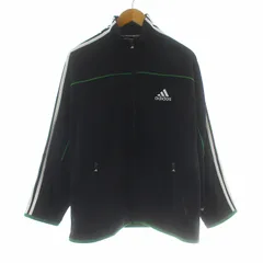 アディダス adidas トラックジャケット ブルゾン ジャージ ジップアップ 切替メッシュ ロゴ 刺繍 M 黒 ブラック 緑 グリーン /KU