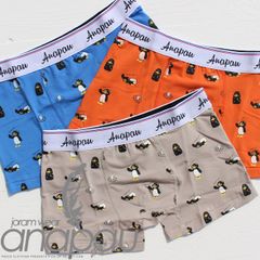 【anapau】アナパウ サンキューペンギン パンツ プリントボクサーパンツブリーフ ぺんぎん ありがとう サンクス さんきゅー 感謝 ブルー M