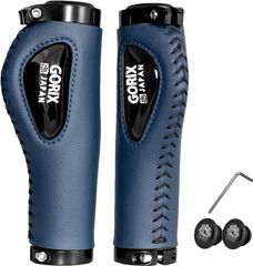 新品 GORIX(ゴリックス) 自転車用レザーグリップ シリコンクッションパッド付き エルゴデザイン [ ロックオン 握りやすい エルゴ グリップ ] (GX-501) 柔らかい 衝撃吸収 ダブルロックオン固定 おしゃれ ハンドルグリップ クロスバイク ミニベ