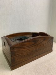 焼杉ポットワゴン 未使用品 木製 卓上収納ボックス 引き出し付き 煎茶