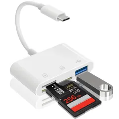 SDカードリーダーType-c3in1USB3.0/SD/TF変換アダプタOTG機能カメラリーダー設定不要高速双方向データ転送メモリーカードリーダーiPhone15/iPad/iOS/Android/カメラ/USB周辺機器対応